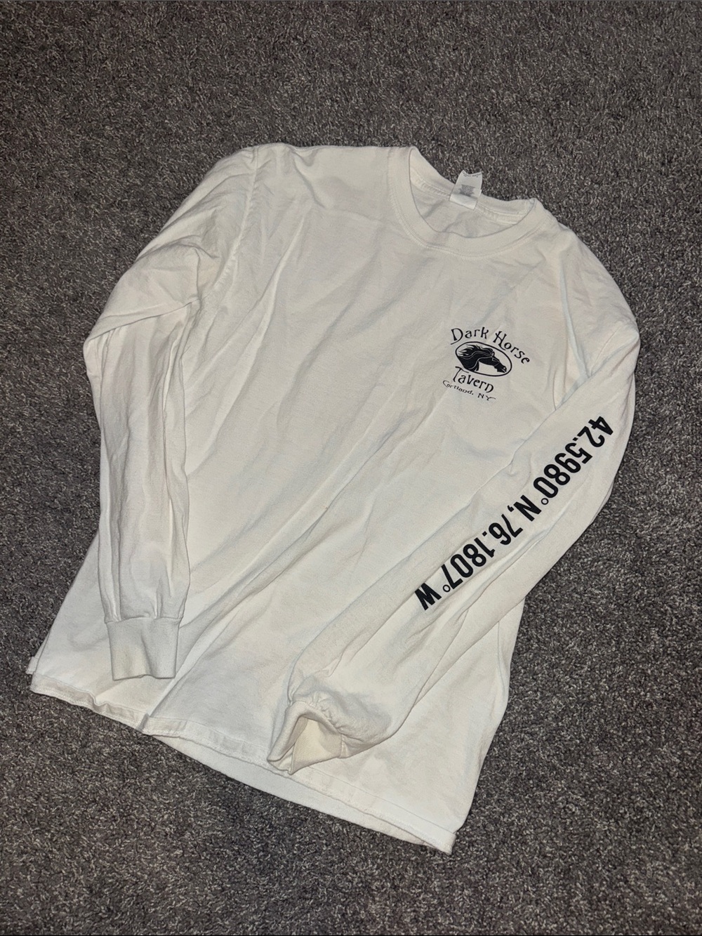 Cortland Dark Hourse Tavern Long-Sleeve Tee with Black Chest and Sleeve Graphics